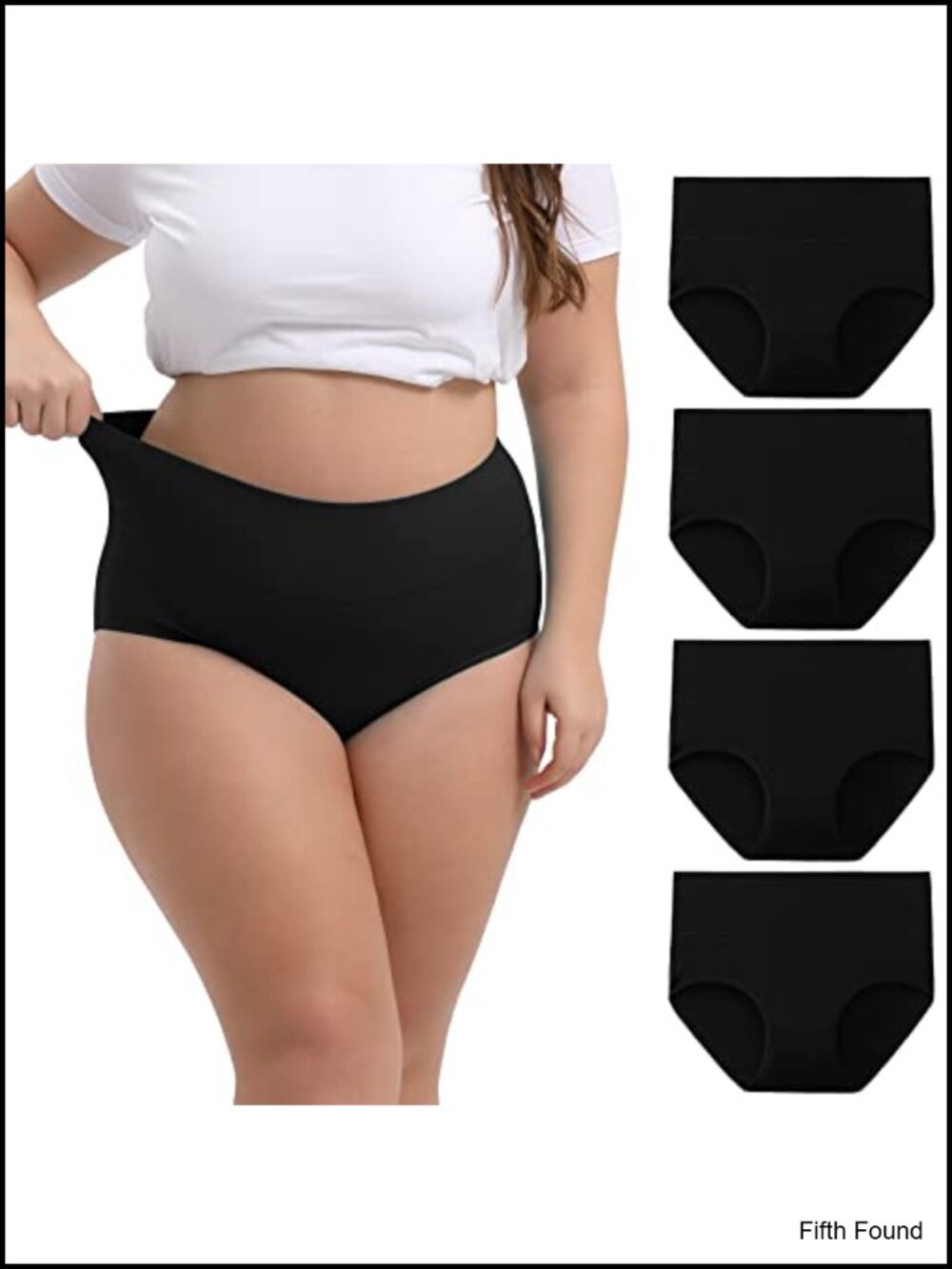 Women's Plus Size High Waisted Cotton Briefs Panties 4-Pack